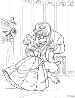 A coloring page of beauty and the beast